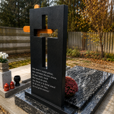 Monumente complet Cruce granit Negru + granit Fantasy Black