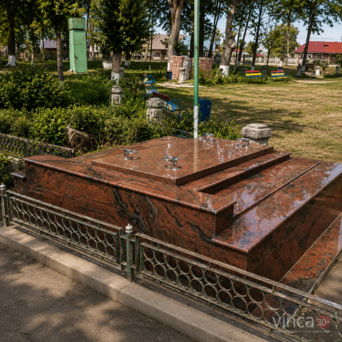 Monument intreg - Cruce Granit rosu multicolor