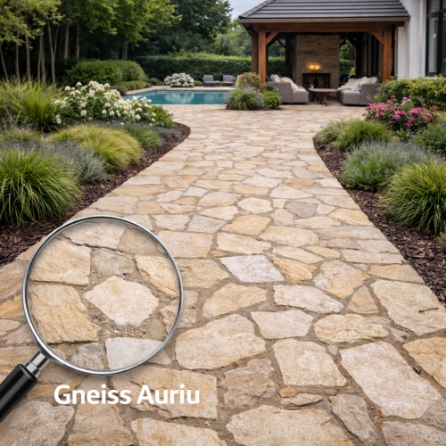 Piatra naturala gneiss auriu forme mici