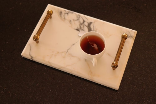 Tava cu manere Marmura Calacatta 30*20*2 cm