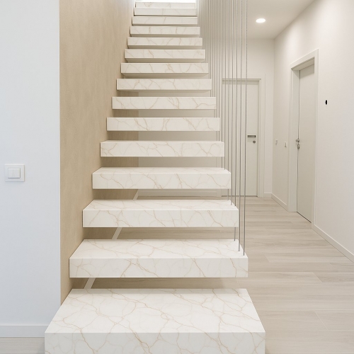 Trepte plutitoarea cuart Calacatta Bearn